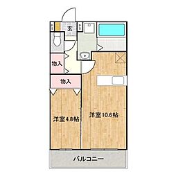 JR山陽本線 松永駅 徒歩22分の賃貸マンション 1階1LDKの間取り