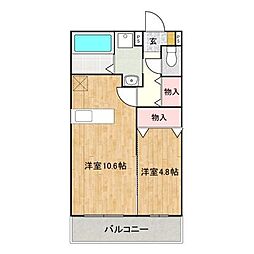 JR山陽本線 松永駅 徒歩22分の賃貸マンション 1階1LDKの間取り