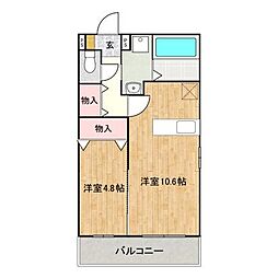 JR山陽本線 松永駅 徒歩22分の賃貸マンション 1階1LDKの間取り