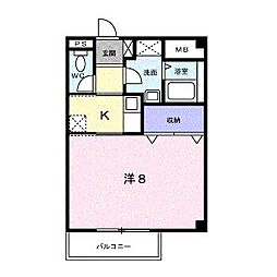 JR山陽新幹線 新尾道駅 3.3kmの賃貸アパート 2階1Kの間取り
