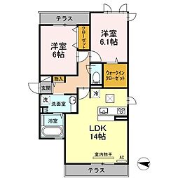 JR山陽本線 東福山駅 徒歩38分の賃貸アパート 2階2LDKの間取り