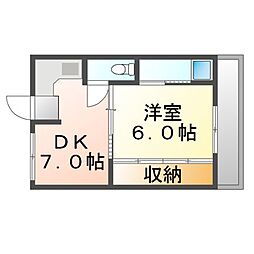 JR呉線 須波駅 37.2kmの賃貸マンション 1階1DKの間取り