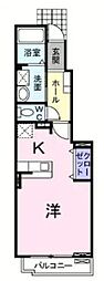 JR福塩線 万能倉駅 徒歩5分の賃貸アパート 1階1Kの間取り