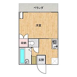 JR福塩線 神辺駅 徒歩10分の賃貸マンション 1階1Kの間取り