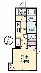 JR山陽本線 福山駅 徒歩20分の賃貸アパート 1階1Kの間取り