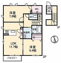 JR山陽本線 福山駅 バス20分 川口農協下車 徒歩6分の賃貸アパート 1階2LDKの間取り