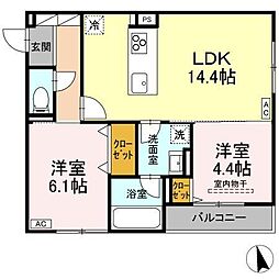 D-Residence引野　大和 1階2LDKの間取り