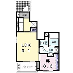 JR福塩線 備後本庄駅 徒歩25分の賃貸アパート 1階1LDKの間取り