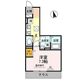 JR山陽本線 東福山駅 4.9kmの賃貸アパート 1階1Kの間取り