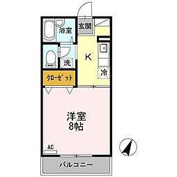 JR山陽本線 松永駅 徒歩10分の賃貸アパート 2階1Kの間取り