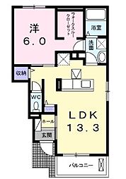 JR山陽本線 東尾道駅 4.2kmの賃貸アパート 1階1LDKの間取り