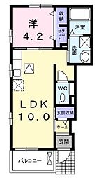 JR山陽本線 福山駅 徒歩30分の賃貸アパート 1階1LDKの間取り