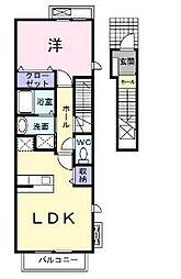 JR山陽本線 備後赤坂駅 徒歩25分の賃貸アパート 2階1LDKの間取り