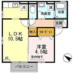 JR山陽本線 福山駅 徒歩32分の賃貸アパート 2階1LDKの間取り