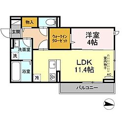 JR山陽本線 東尾道駅 徒歩10分の賃貸アパート 1階1LDKの間取り