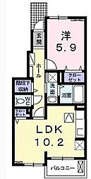 サニーヒルK 1LDKの間取図画像