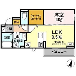 サニーガーデンB 1LDKの間取図画像