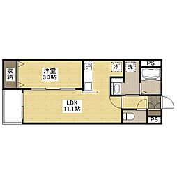 福山市手城町4丁目マンション 1LDKの間取図画像