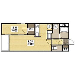 福山市手城町4丁目マンション 1LDKの間取図画像