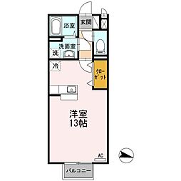 サンローズコート2 ワンルームの間取図画像