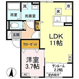ヴィークコート手城 1SLDKの間取図画像