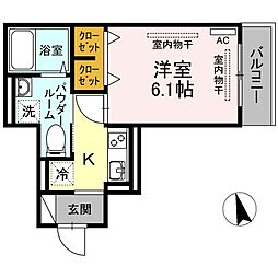 フレッチェ・ボスコ4 1Kの間取図画像
