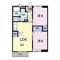 ニューエルディムハピネスA 2LDKの間取図画像