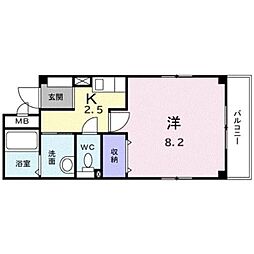 ロジュマン・グラース 1Kの間取図画像