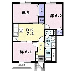 グランドソレーユA 3DKの間取図画像