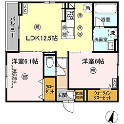 福山市西深津町6丁目アパート 2LDKの間取図画像