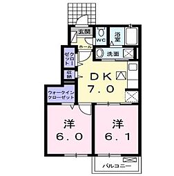 ベーネソプラB 2DKの間取図画像