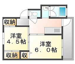 ビレッジハウス神辺第二宿舎2 2Kの間取図画像
