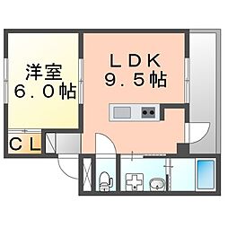 ビレッジハウス真備第二2号棟 1LDKの間取図画像