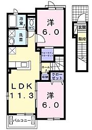 カーサスプレモ 2LDKの間取図画像