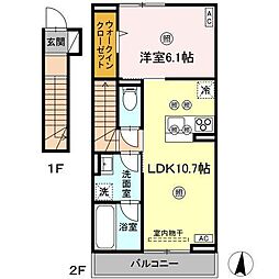 福山市新市町大字新市アパート 1LDKの間取図画像