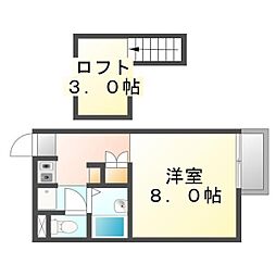 レオパレスEMI 1Kの間取図画像