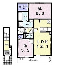 プラシード2 2LDKの間取図画像