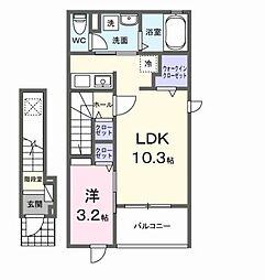 福山市松永町3丁目アパート 1LDKの間取図画像