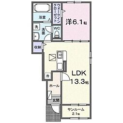 福山市川口町3丁目アパート 1LDKの間取図画像