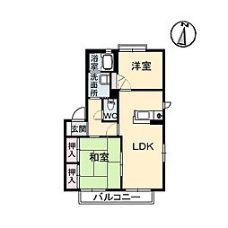 ハートフル南松永A 2LDKの間取図画像