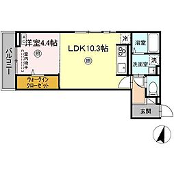 D-residence明治中央 大和 1LDKの間取図画像