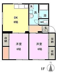 ソファレ藤井 2DKの間取図画像
