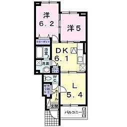 グレイトリバーB 2LDKの間取図画像