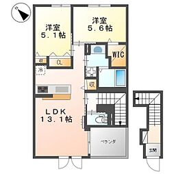 クレイドルさくら 2LDKの間取図画像