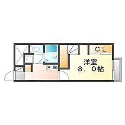 レオパレスLaNina 1Kの間取図画像