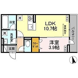 D-Residence引野 大和 1LDKの間取図画像