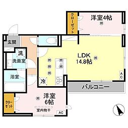 福山市川口町1丁目アパート 2LDKの間取図画像