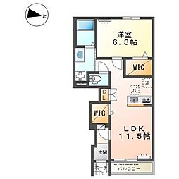 福山市南蔵王町4丁目アパート 1LDKの間取図画像