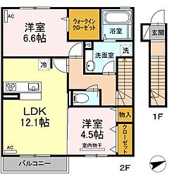 サニーハウス 2LDKの間取図画像