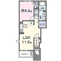 福山市高西町4丁目アパート 1LDKの間取図画像